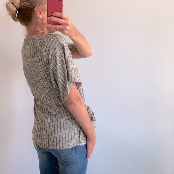 Marbled Grey Color Side Tie Top - Picture 7 of 7